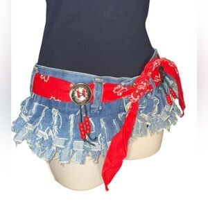 😍😍😍 Handmade Wrangler Bandana Western Skirt Belt.